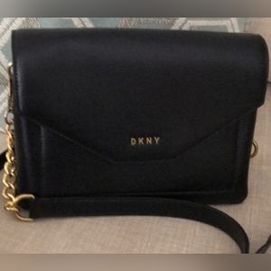 DKNY black leather crossbody